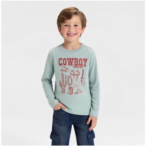 Cat & Jack Other - Cat & Jack cowboy long graphic t-shirt sz 6/7